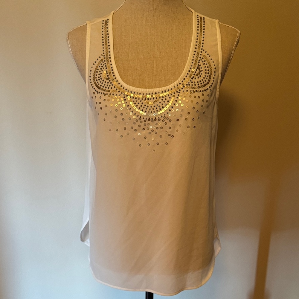 Blu Pepper Ivory Tank with gold Accents
